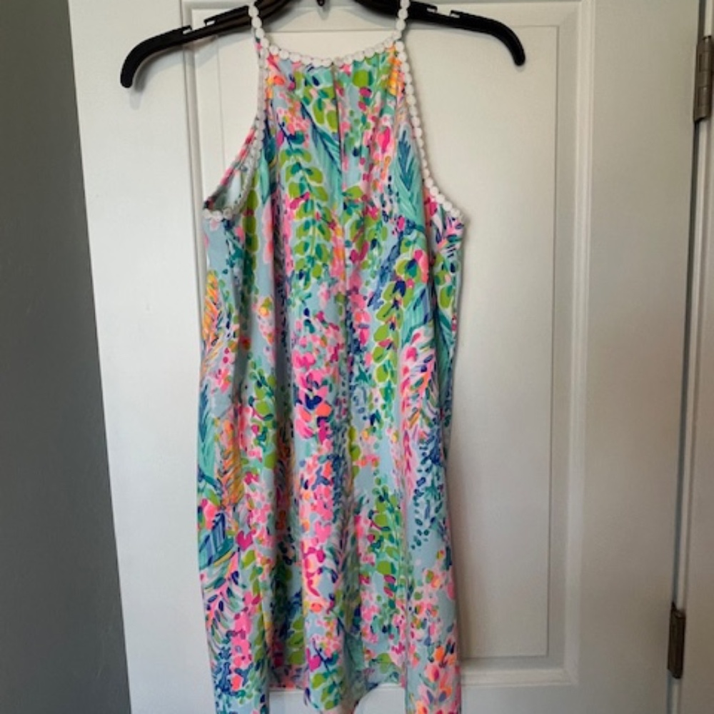 Lilly Pulitzer Pearl Soft Shift Halter Dress Sz M Preppy Summer Quiet Luxury - Picture 3 of 11